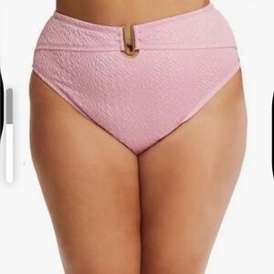 Time and Tru Pink Snakeskin Print High-Waisted Bikini Bottom